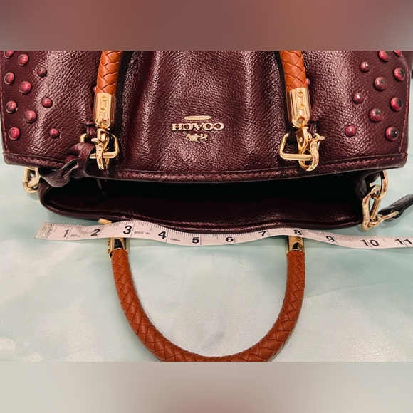 COACH - Red Brown Leather Studded Satchel Limited Edition Runway Model - RARE!! - Picture 12 of 16
